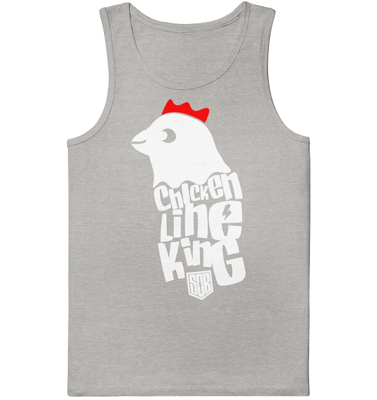 Shirtigo Tank-Tops Heather Grey / S Chicken Line - King - Weiß - Organic Tank-Top E-Bike-Community