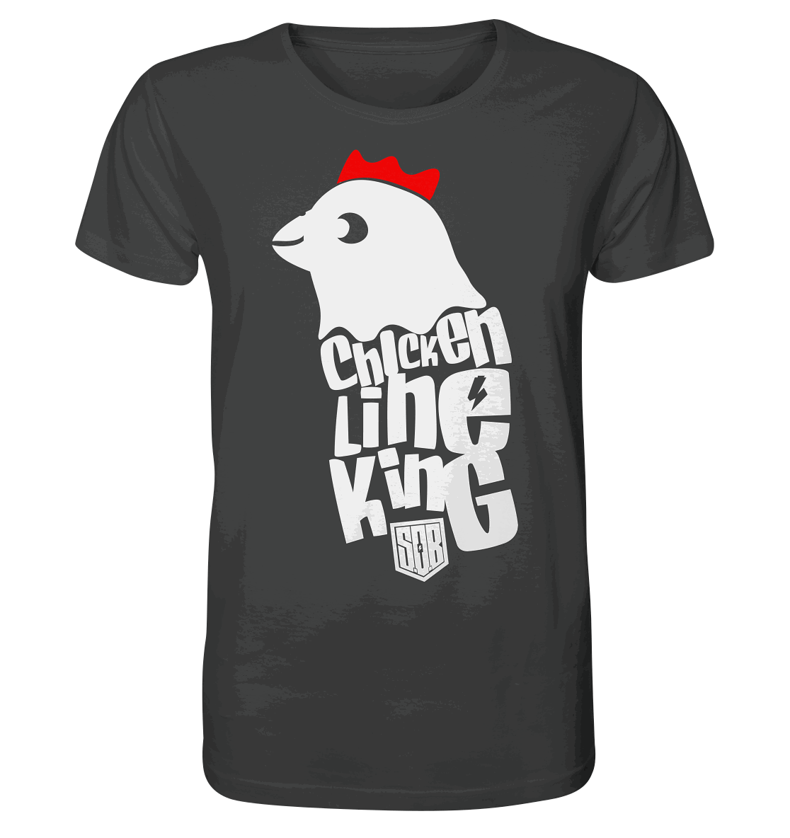 Shirtigo Unisex-Shirts Anthracite / XS Chicken Line - King - Weiß - Organic Shirt E-Bike-Community