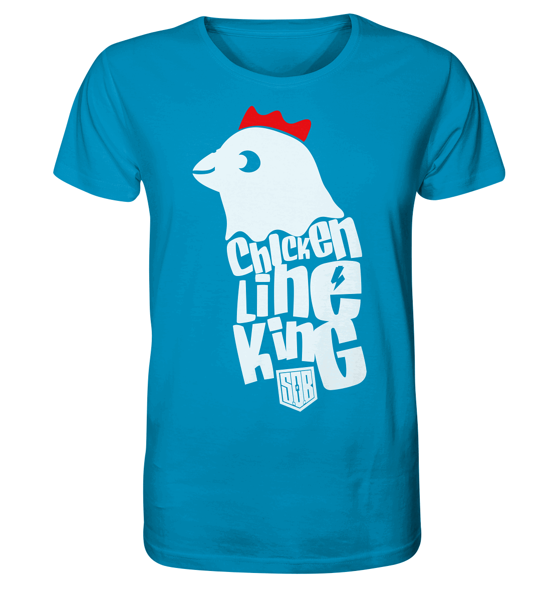 Shirtigo Unisex-Shirts Azur / XS Chicken Line - King - Weiß - Organic Shirt E-Bike-Community