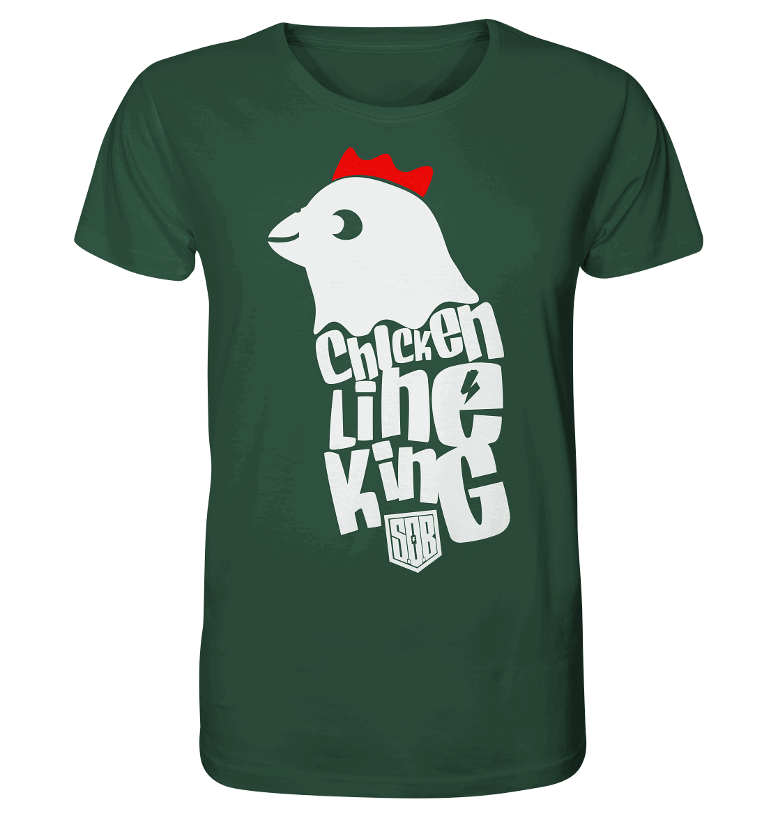 Shirtigo Unisex-Shirts Bottle Green / XS Chicken Line - King - Weiß - Organic Shirt E-Bike-Community