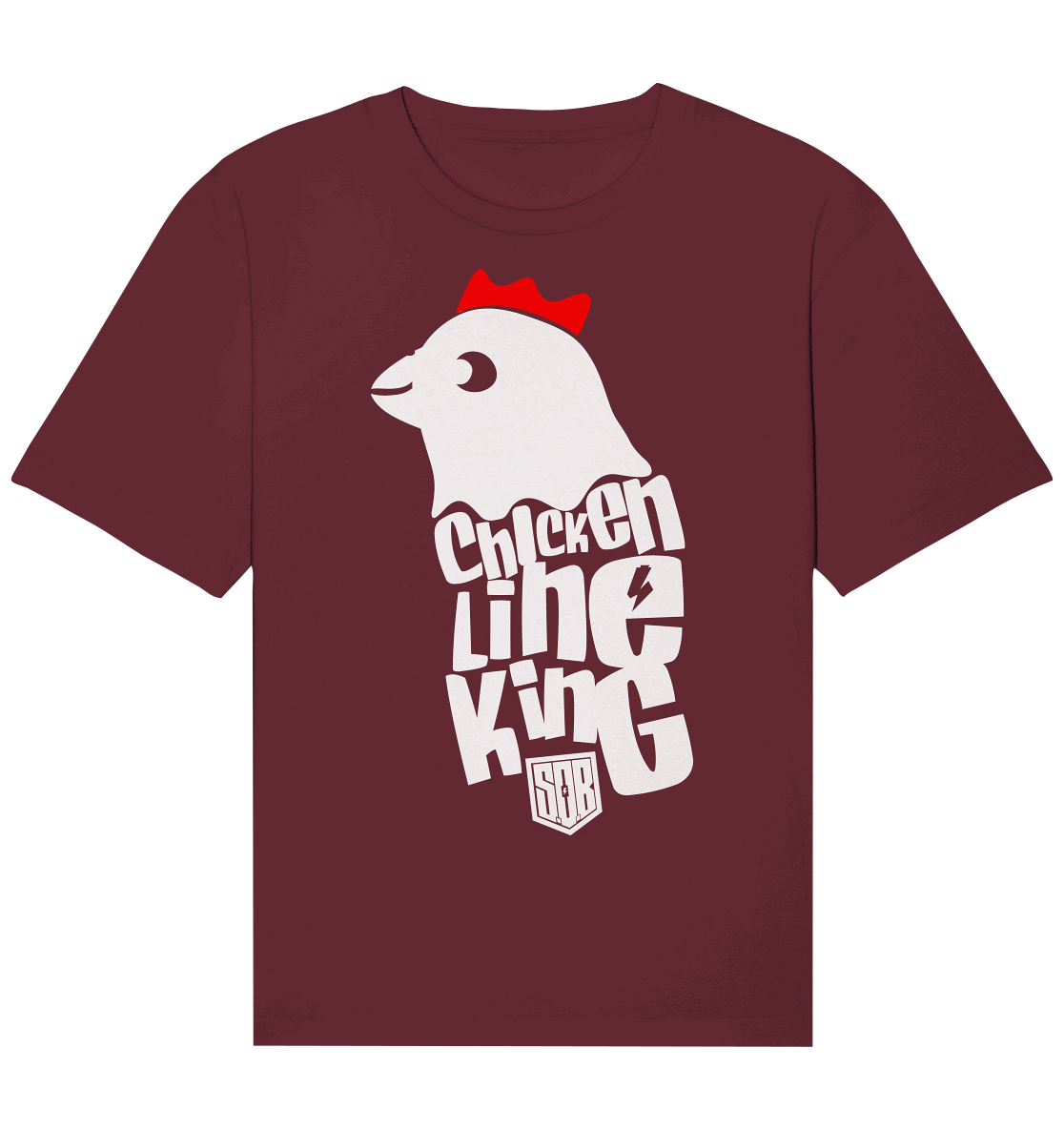 Shirtigo Unisex-Shirts Burgundy / XS Chicken Line - King - Weiß - Organic Relaxed Shirt E-Bike-Community