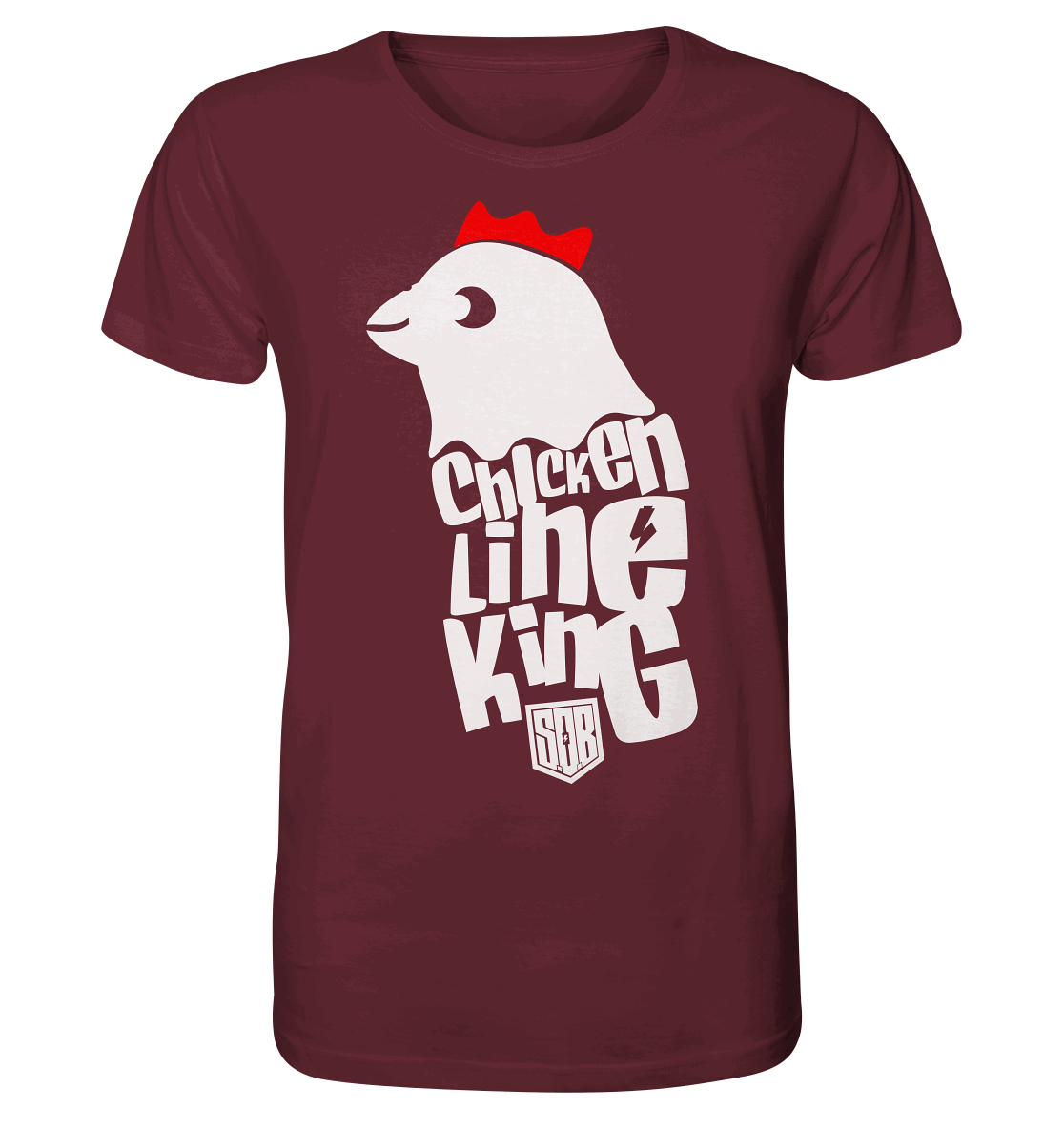 Shirtigo Unisex-Shirts Burgundy / XS Chicken Line - King - Weiß - Organic Shirt E-Bike-Community