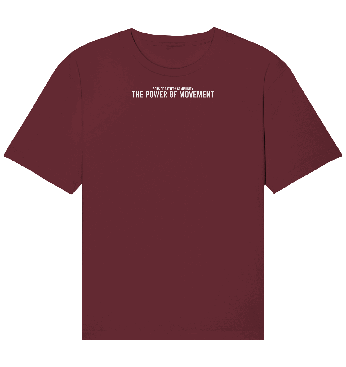 Shirtigo Unisex-Shirts Burgundy / XS The Power of Movement - Community Slogan - Organic Relaxed Shirt E-Bike-Community