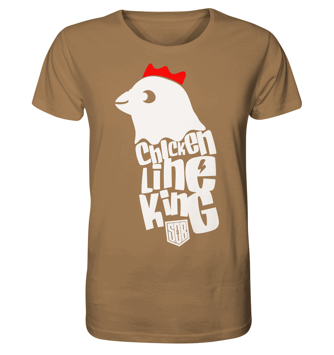 Shirtigo Unisex-Shirts Camel / XS Chicken Line - King - Weiß - Organic Shirt E-Bike-Community