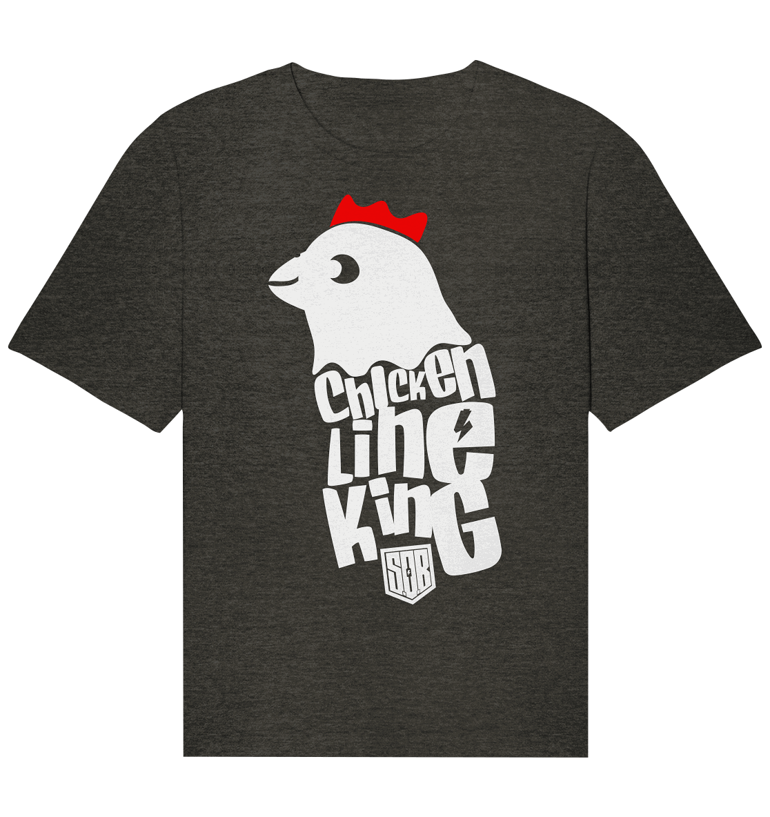 Shirtigo Unisex-Shirts Dark Heather Grey / XS Chicken Line - King - Weiß - Organic Relaxed Shirt E-Bike-Community