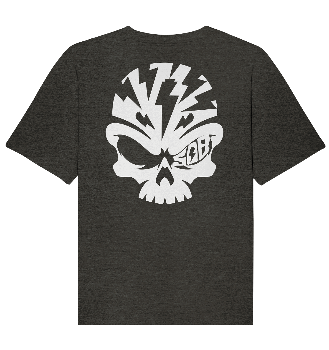 Shirtigo Unisex-Shirts Dark Heather Grey / XS SoB Skull White - Organic Relaxed Shirt E-Bike-Community