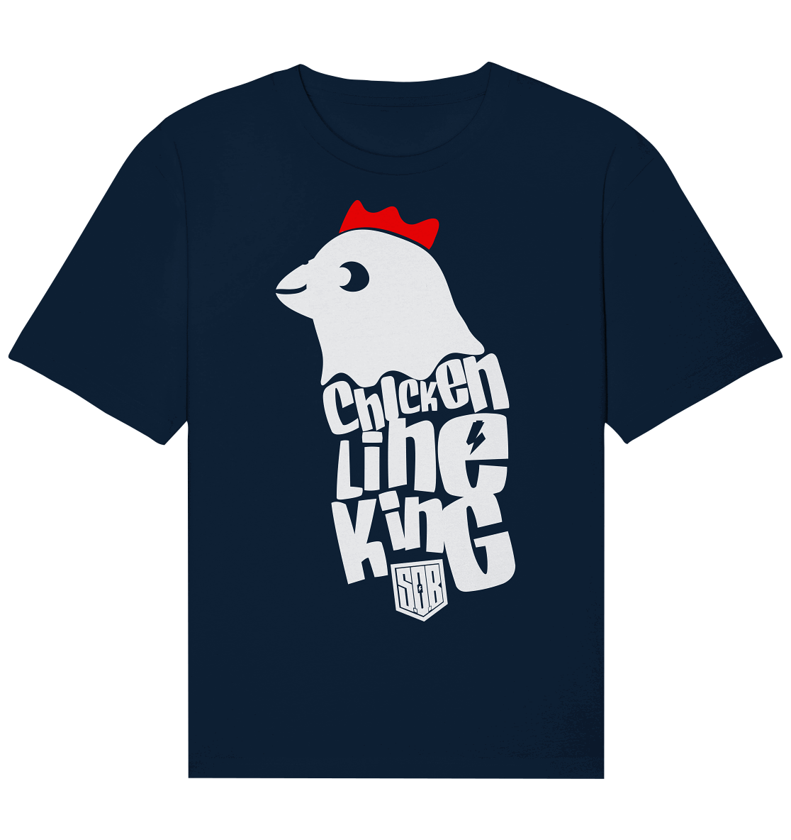 Shirtigo Unisex-Shirts French Navy / XS Chicken Line - King - Weiß - Organic Relaxed Shirt E-Bike-Community