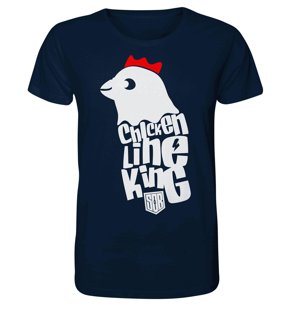 Shirtigo Unisex-Shirts French Navy / XS Chicken Line - King - Weiß - Organic Shirt E-Bike-Community