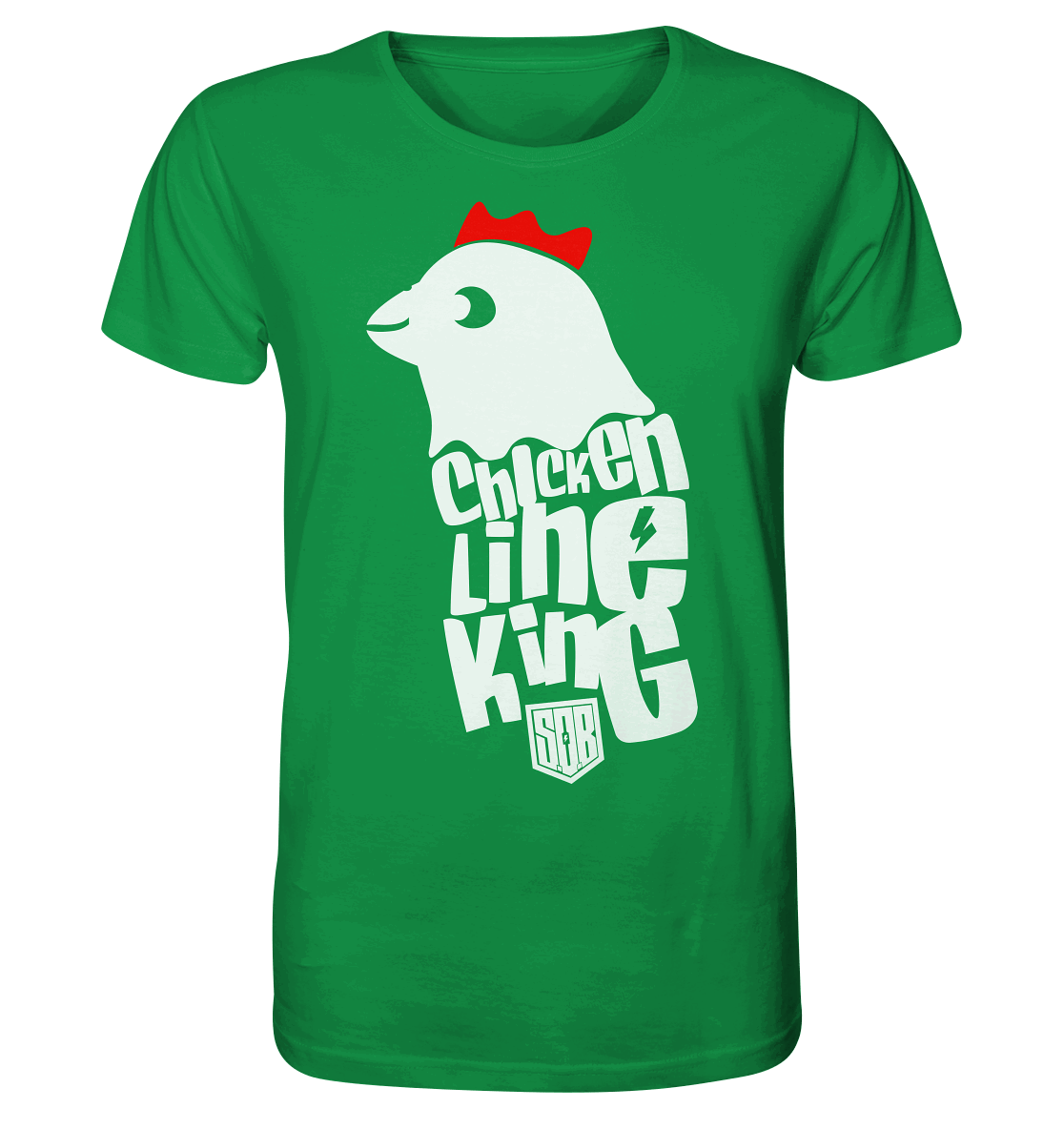 Shirtigo Unisex-Shirts Fresh Green / XS Chicken Line - King - Weiß - Organic Shirt E-Bike-Community