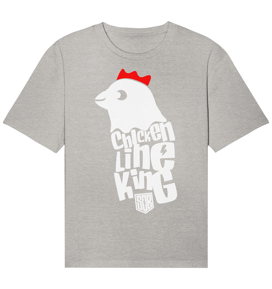 Shirtigo Unisex-Shirts Heather Grey / XS Chicken Line - King - Weiß - Organic Relaxed Shirt E-Bike-Community