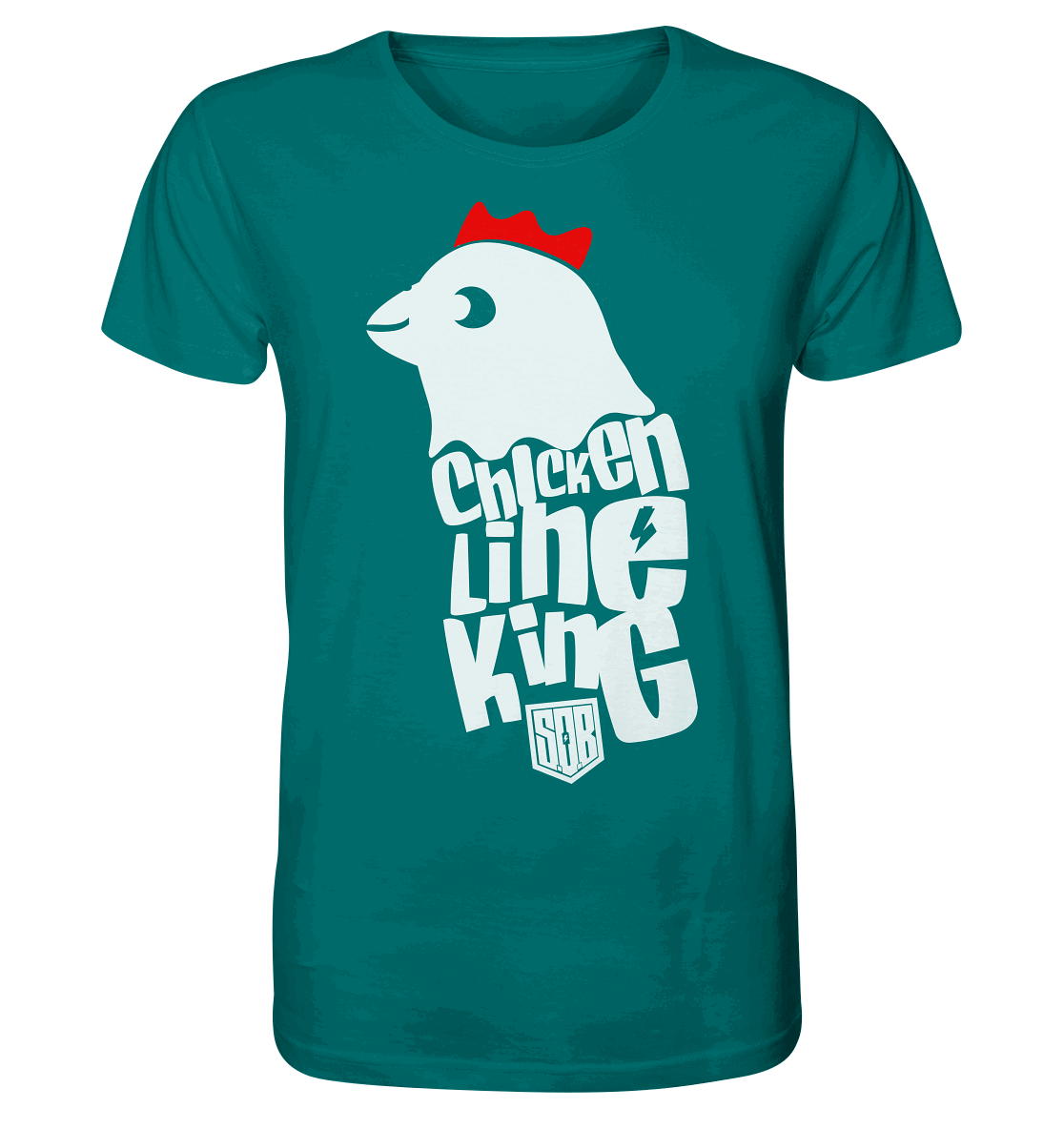 Shirtigo Unisex-Shirts Ocean Depth / XS Chicken Line - King - Weiß - Organic Shirt E-Bike-Community