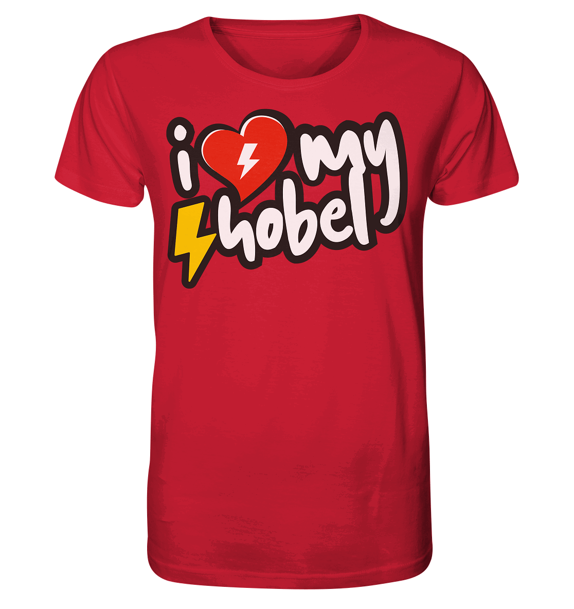 Shirtigo Unisex-Shirts Red / XS I Love my Hobel - (Flip Label) - Organic Shirt E-Bike-Community