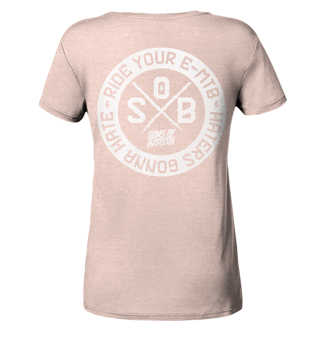 Shirtigo V-Neck Shirts Cream Heather Pink / S Haters gonna Hate - Ladies Organic V-Neck Shirt (Flip Label) E-Bike-Community