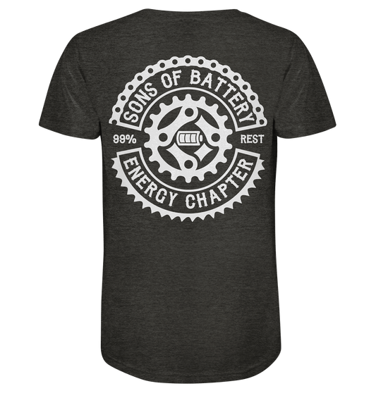 Shirtigo V-Neck Shirts Dark Heather Grey / S Sons of Battery - Classic OG - Mens Organic V-Neck Shirt (Flip Label) E-Bike-Community