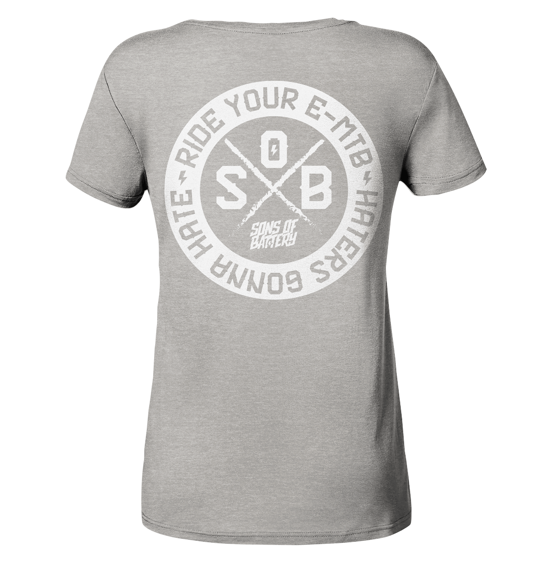 Shirtigo V-Neck Shirts Heather Grey / S Haters gonna Hate - Ladies Organic V-Neck Shirt (Flip Label) E-Bike-Community