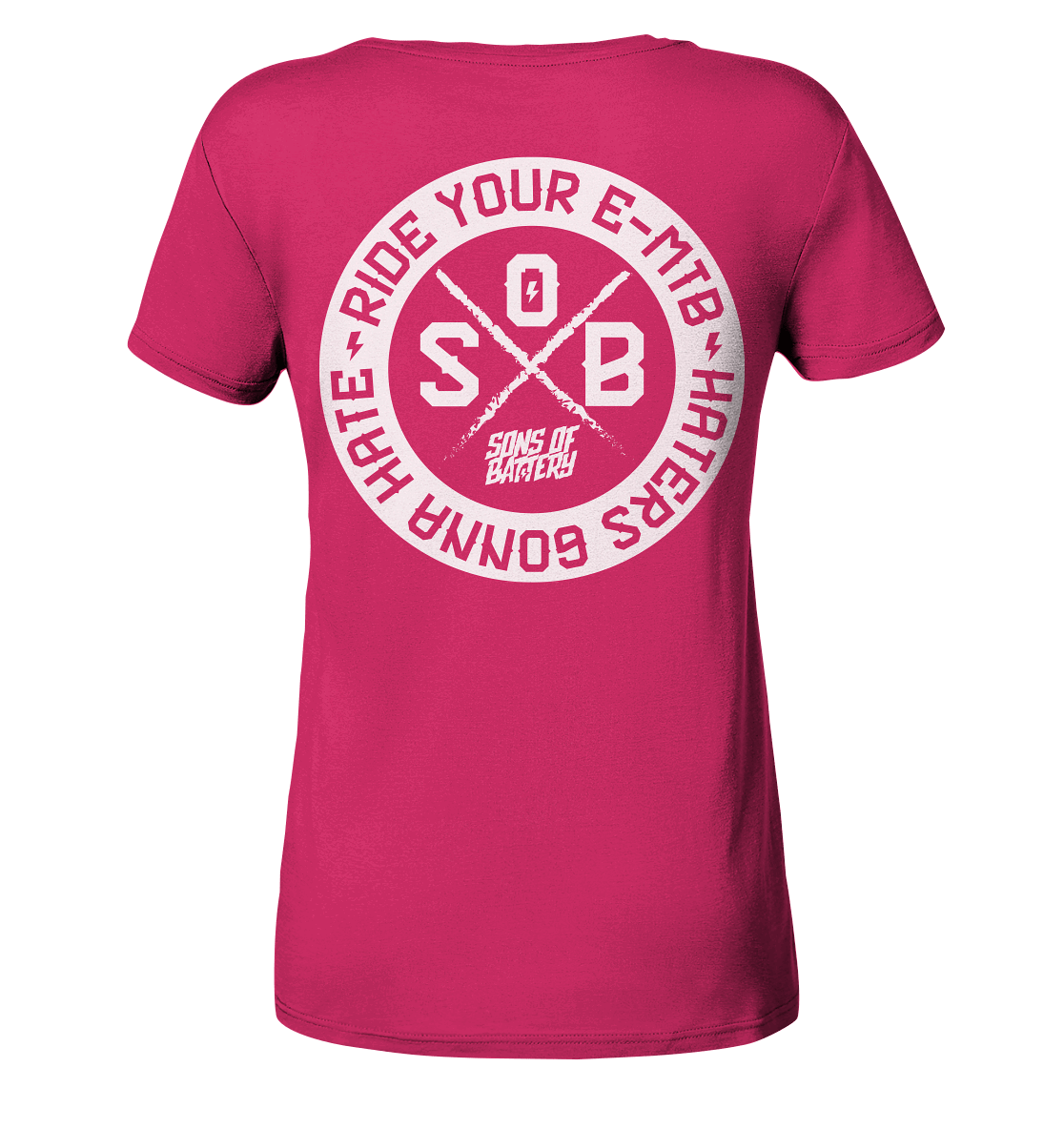 Shirtigo V-Neck Shirts Raspberry / S Haters gonna Hate - Ladies Organic V-Neck Shirt (Flip Label) E-Bike-Community