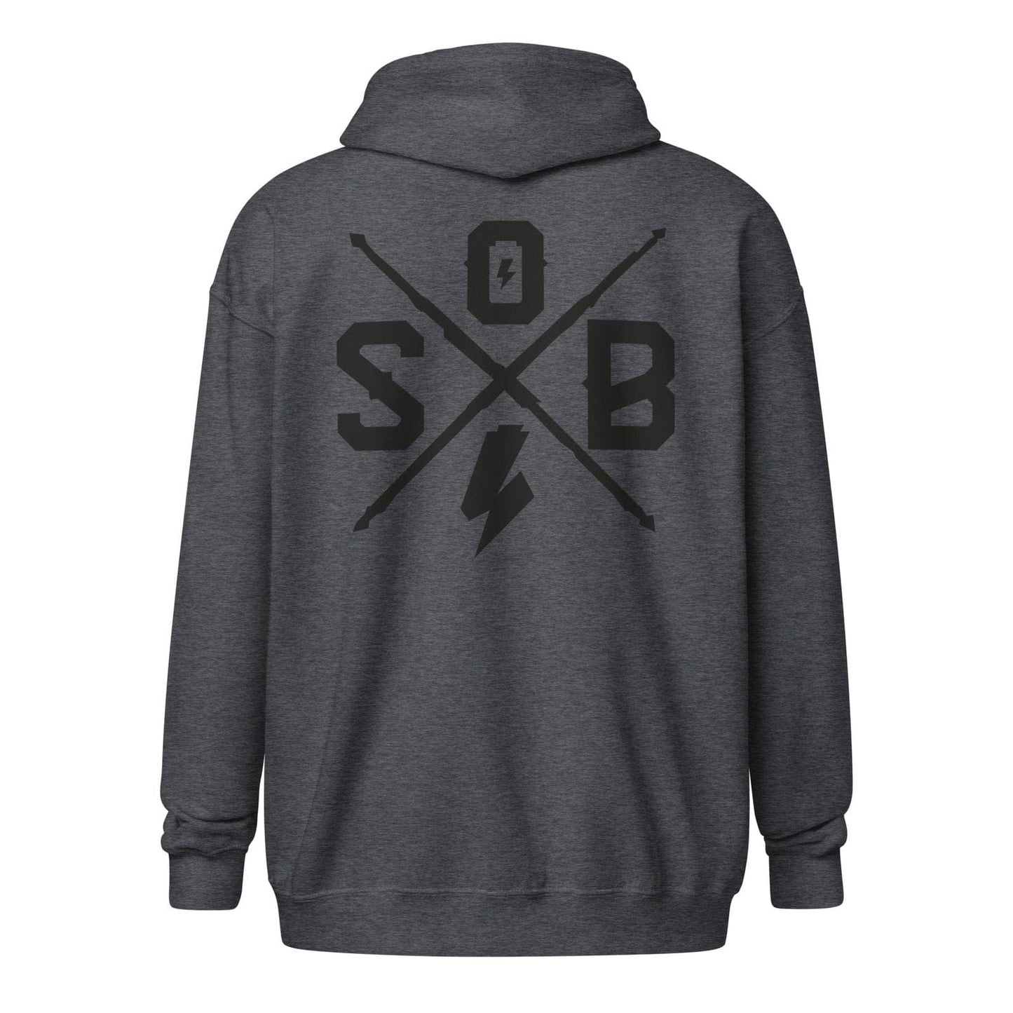 Sons of Battery® - E-MTB Brand & Community Dunkles Heather / S Cross - Unisex Heavy-Blend Zip Hoodie E-Bike-Community