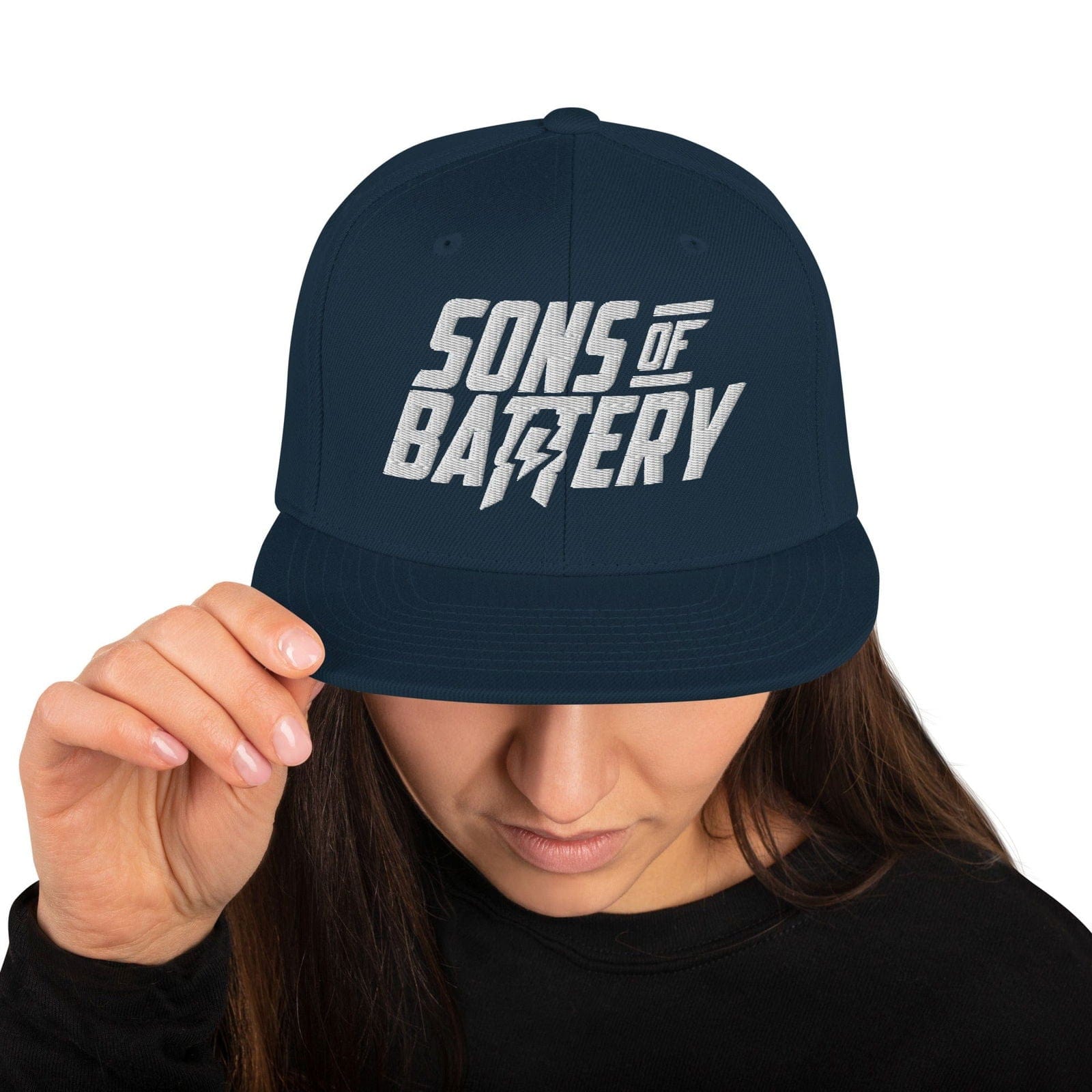 Sons of Battery® - E-MTB Brand & Community Dunkles Navy Bold Clean - Snapback Hat E-Bike-Community