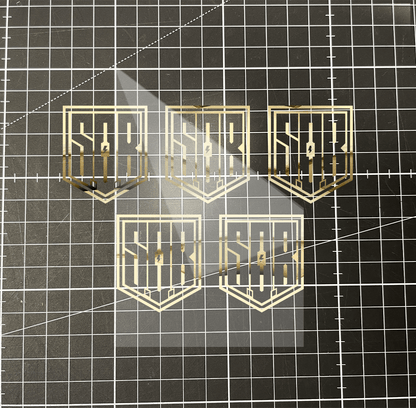 Sons of Battery - E-MTB Brand & Community Folien Gold (spiegelnd) / 3,7 cm x 3 cm / Innen 5er Pack SoB Folienplot "Innen / Full" (Plott) “Modernes Logo” E-Bike-Community