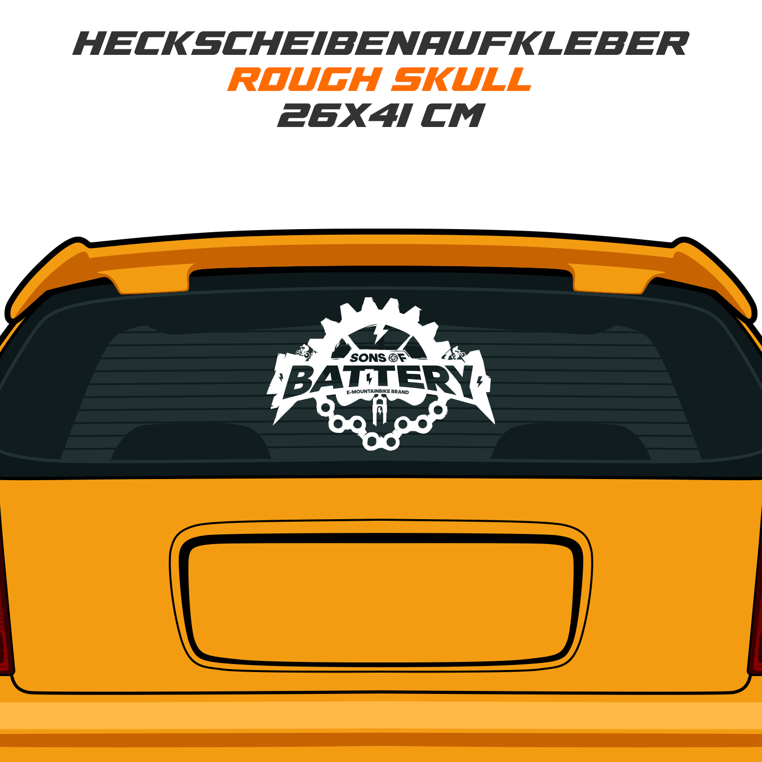 Sons of Battery - E-MTB Brand & Community Folien Heckscheiben /Akkudeckel Aufkleber (ca. 30cm) - SoB - Verschiedene Motive E-Bike-Community