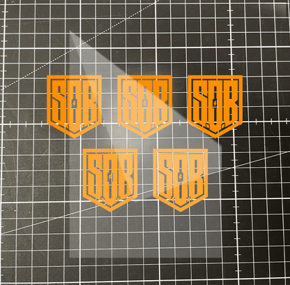 Sons of Battery - E-MTB Brand & Community Folien Innen / Neonorange / 3,7 cm x 3 cm 5er Pack SoB "Modernes Logo" Folienplot " E-Bike-Community