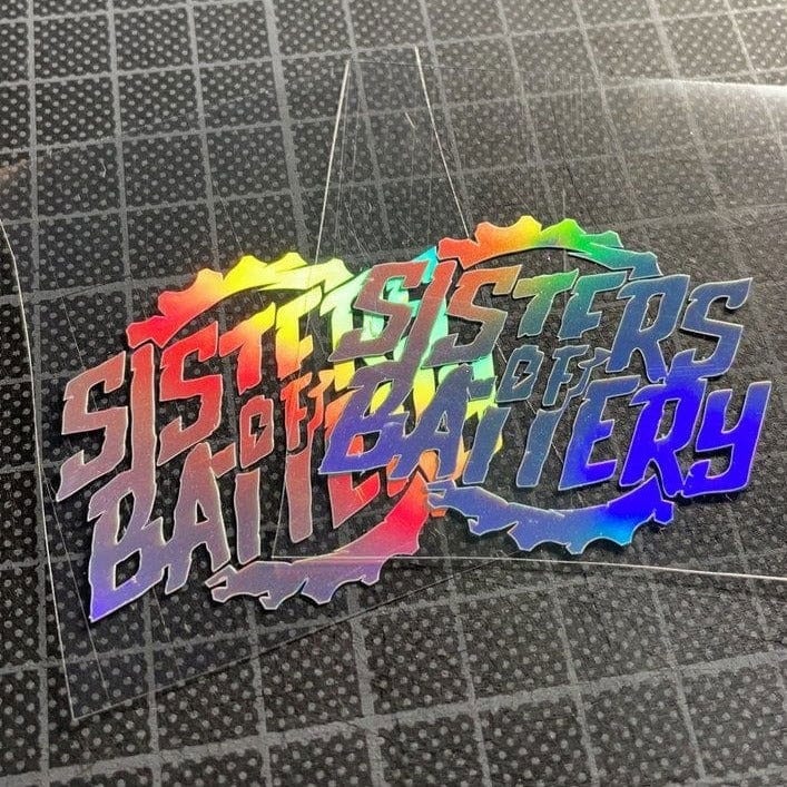 Sons of Battery - E-MTB Brand & Community Folien Rainbow Lines / 4.5 x 4 cm Sisters of Battery - Logo - Folienplot E-Bike-Community