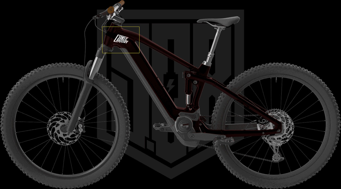 Sons of Battery - E-MTB Brand & Community Folien Seitliches Folien Branding - SoB - E-Bike-Community