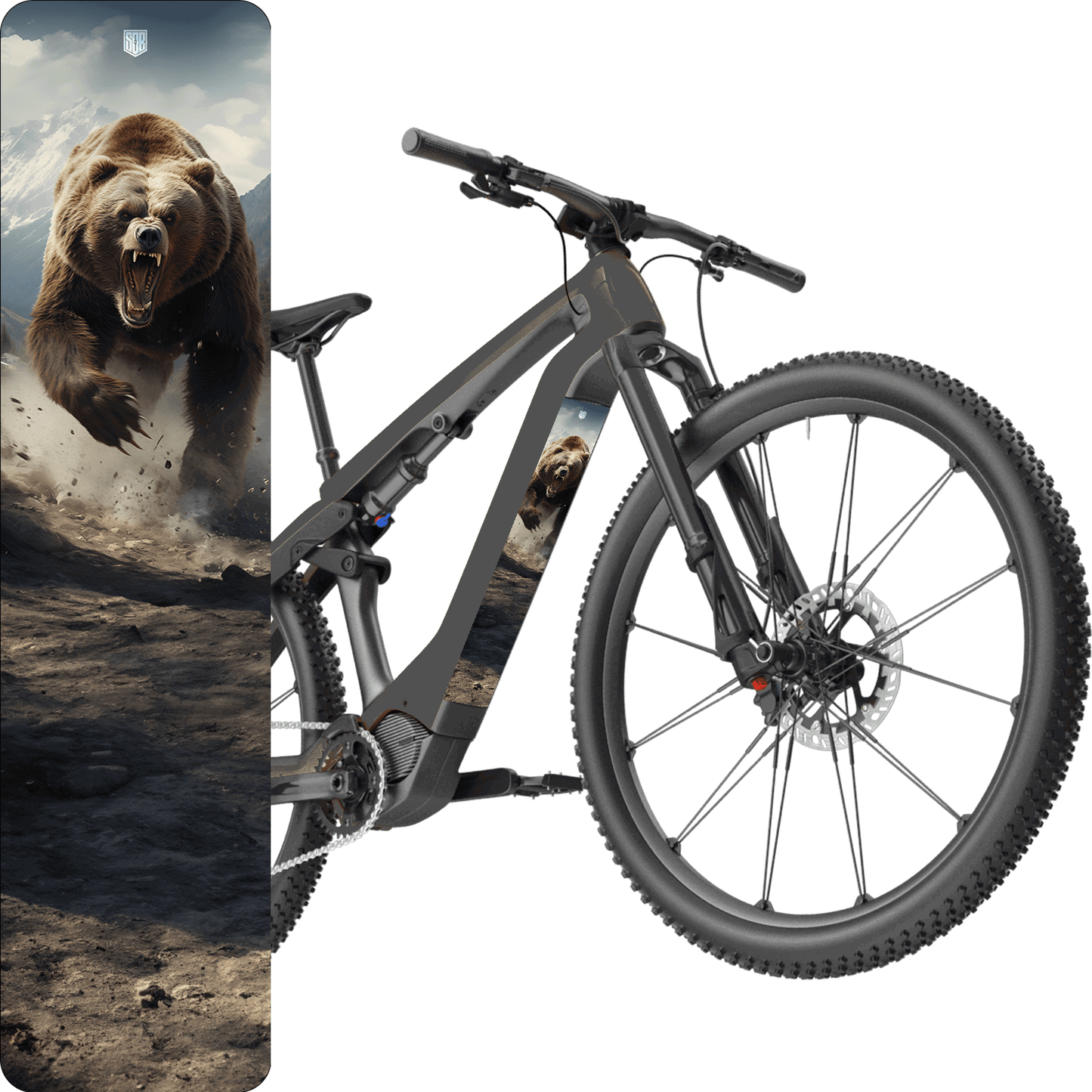 Sons of Battery® - E-MTB Brand & Community Folien & Sticker Bär -  Akku Abdeckung Cover Universal / Schutzfolie / Unterrohr für alle E-Bikes auch Cube 750 wh oder 625 wh E-Bike-Community