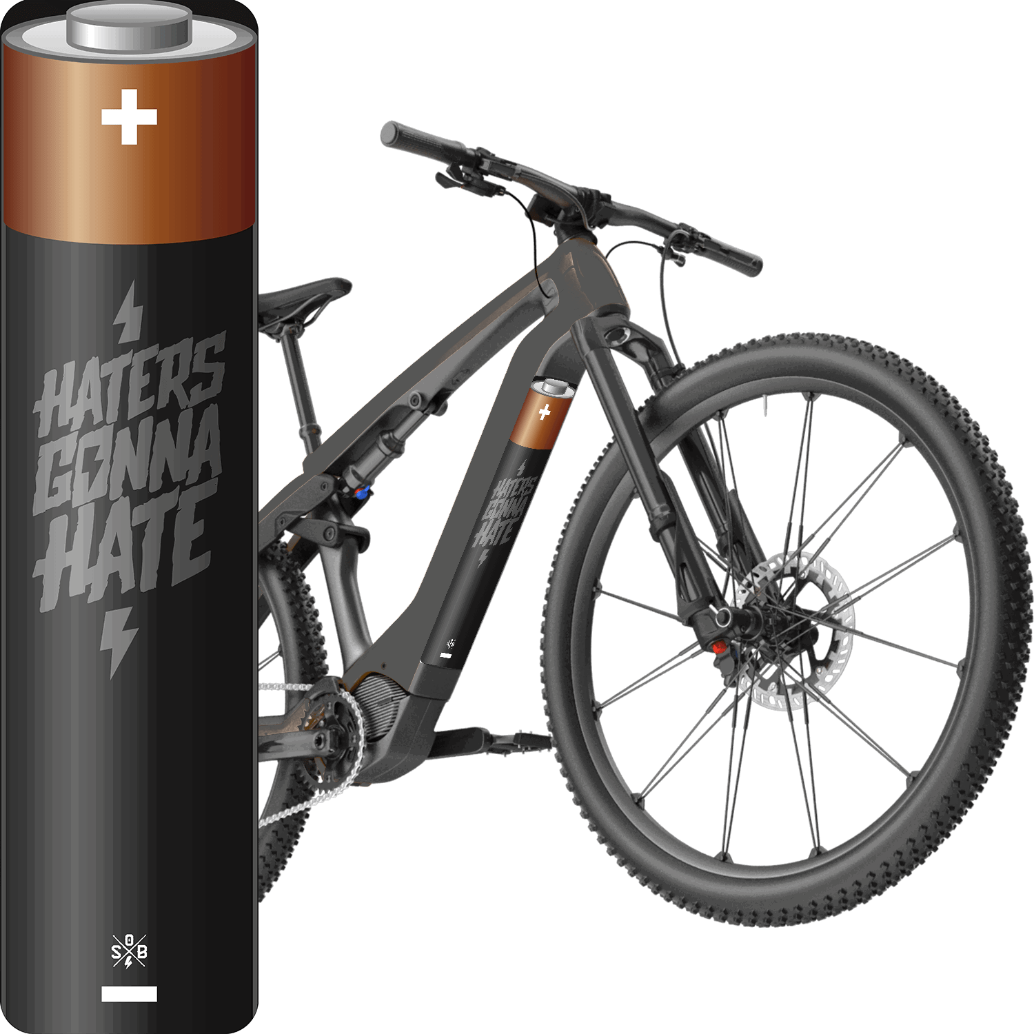 Sons of Battery® - E-MTB Brand & Community Folien & Sticker Battery 4 Haters gonna Hate -  Akku Sticker Abdeckung Cover Universal / Schutzfolie / Unterrohr für alle E-Bikes auch Cube 750 wh oder 625 wh E-Bike-Community