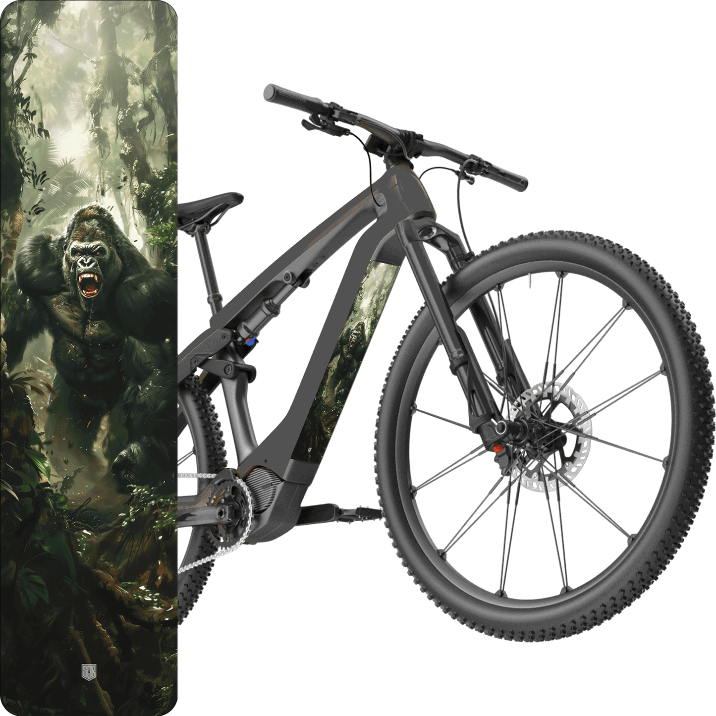 Sons of Battery® - E-MTB Brand & Community Folien & Sticker Gorilla -  Akku Abdeckung Cover Universal / Schutzfolie / Unterrohr für alle E-Bikes auch Cube 750 wh oder 625 wh E-Bike-Community