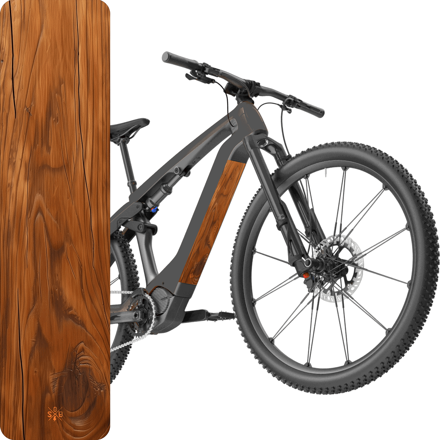 Sons of Battery® - E-MTB Brand & Community Folien & Sticker Holz 1 -  Akku Sticker Abdeckung Cover Universal / Schutzfolie / Unterrohr für alle E-Bikes auch Cube 750 wh oder 625 wh E-Bike-Community