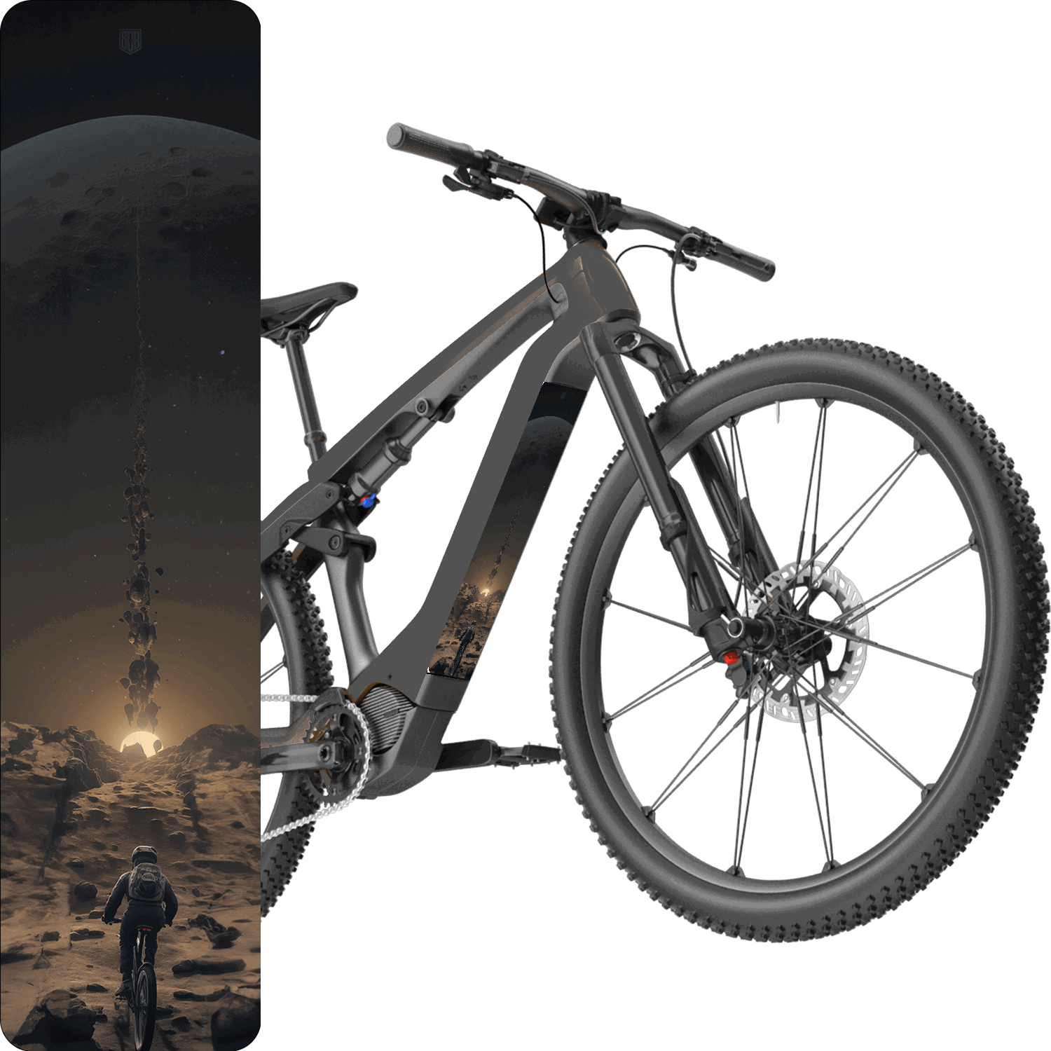 Sons of Battery® - E-MTB Brand & Community Folien & Sticker Moon -  Akku Abdeckung Cover Universal / Schutzfolie / Unterrohr für alle E-Bikes auch Cube 750 wh oder 625 wh E-Bike-Community