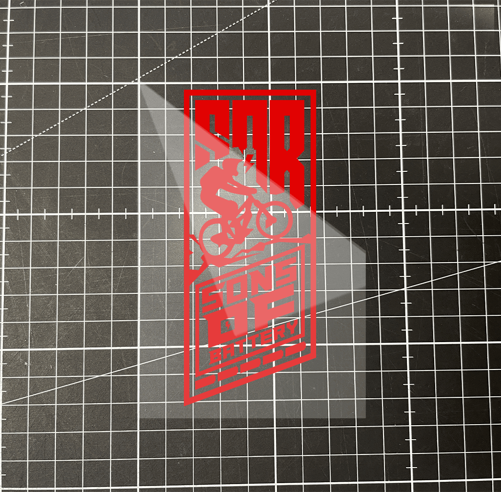 Sons of Battery - E-MTB Brand & Community Folien & Sticker Rot / 12x5 cm Hochkant Biker Motiv als Folie (12 x 5 cm) - SoB - E-Bike-Community