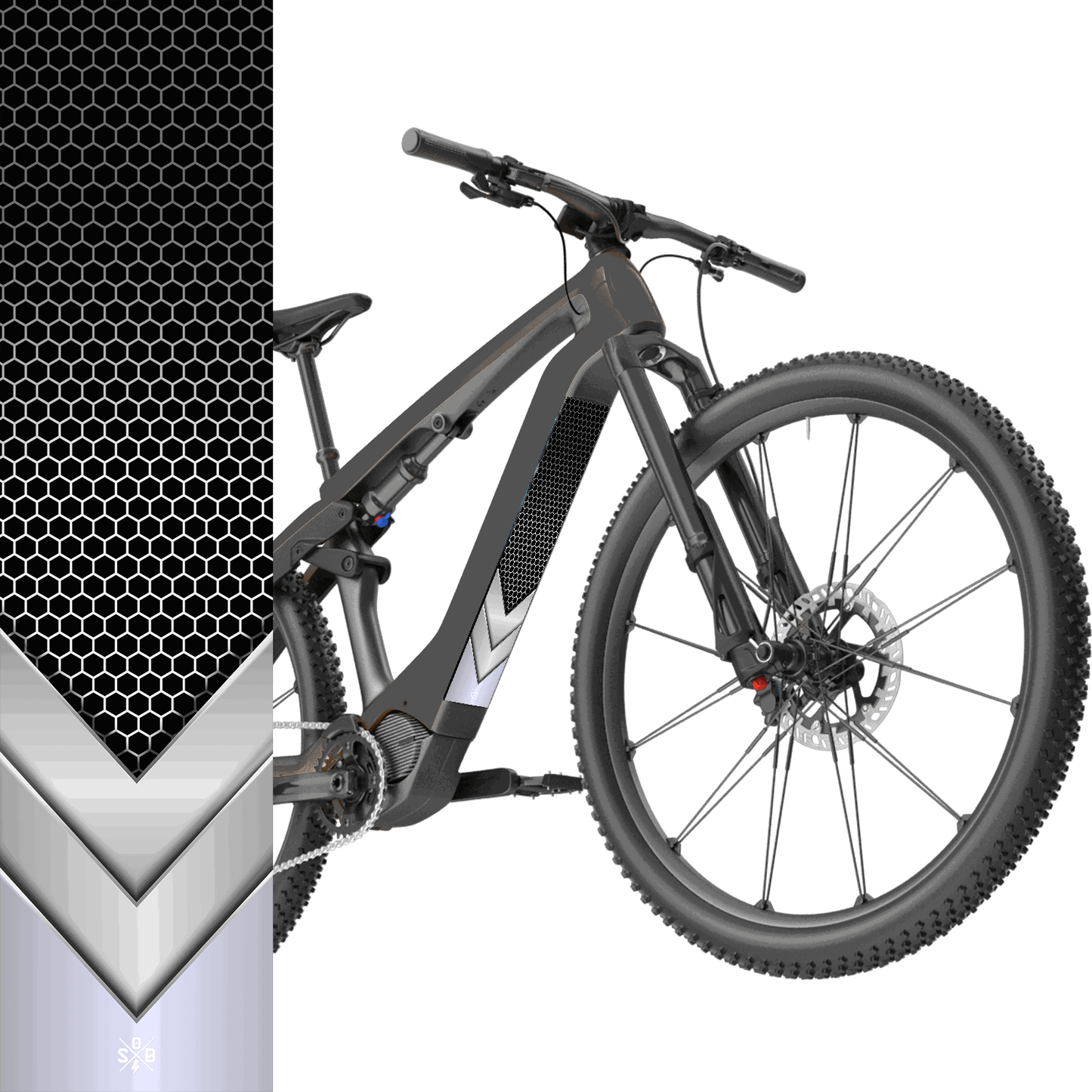 Sons of Battery® - E-MTB Brand & Community Folien & Sticker Schild Silber -  Akku Sticker Abdeckung Cover Universal / Schutzfolie / Unterrohr für alle E-Bikes auch Cube 750 wh oder 625 wh E-Bike-Community