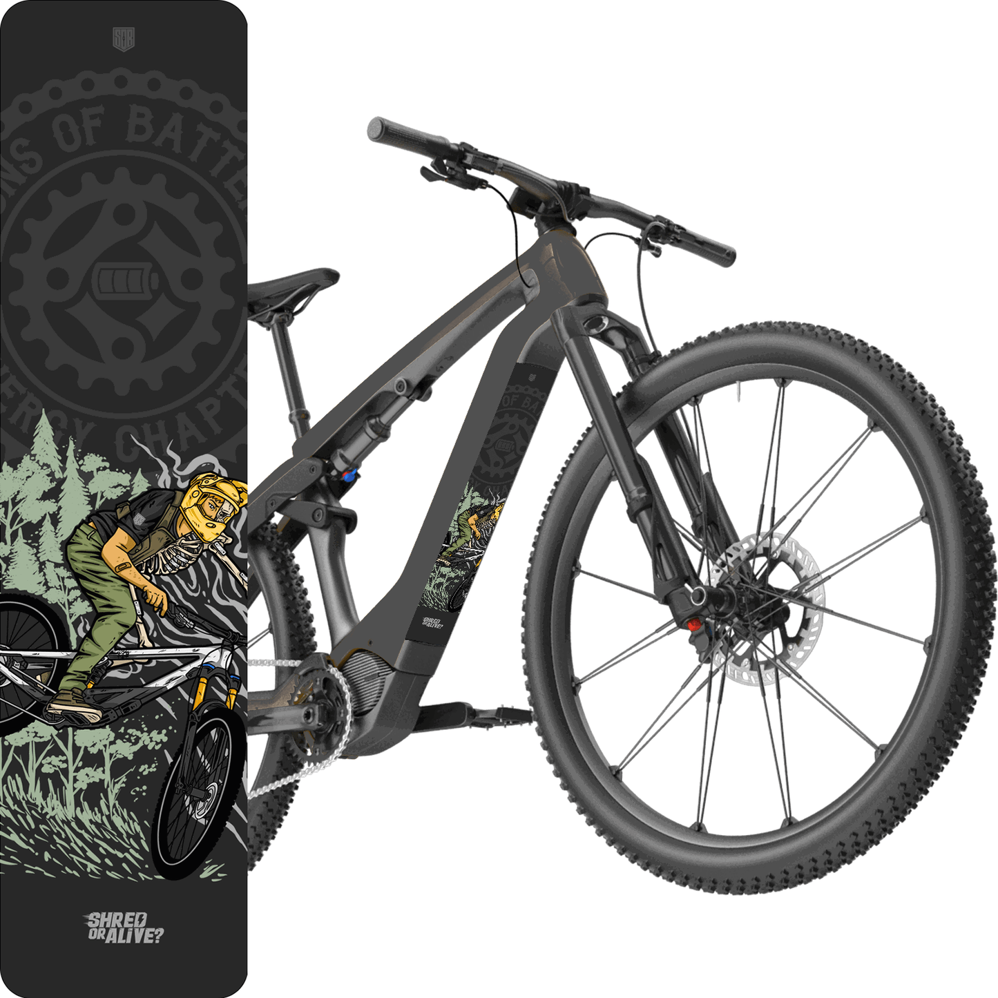 Sons of Battery® - E-MTB Brand & Community Folien & Sticker Shred or Alive -  Akku Abdeckung Cover Universal / Schutzfolie / Unterrohr für alle E-Bikes auch Cube 750 wh oder 625 wh E-Bike-Community