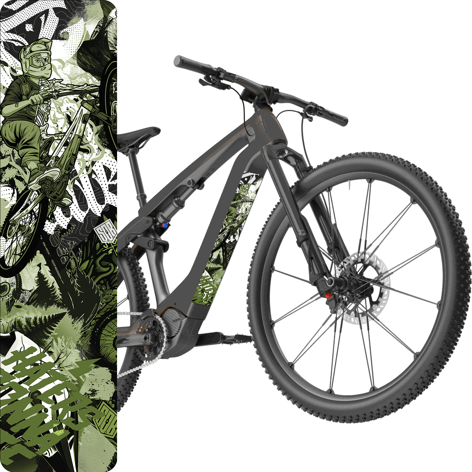 Sons of Battery® - E-MTB Brand & Community Folien & Sticker SONS COLLAGE (verschiedene Farben) -  Akku Abdeckung Cover Universal / Schutzfolie / Unterrohr für alle E-Bikes auch Cube 750 wh oder 625 wh E-Bike-Community