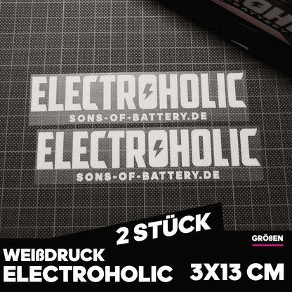 Sons of Battery - E-MTB Brand & Community Folien Transparenter Electroholic Weißdruck Sticker - SoB - E-Bike-Community