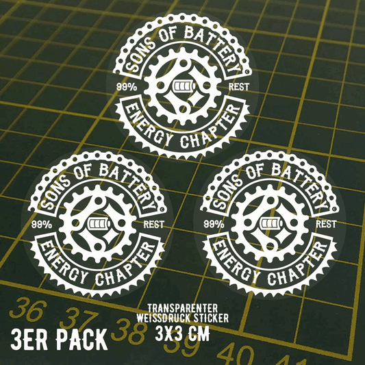 Sons of Battery - E-MTB Brand & Community Folien Transparenter Original Sticker -  3x3 cm - SoB - E-Bike-Community