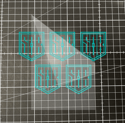 Sons of Battery - E-MTB Brand & Community Folien Türkis / 3,7 cm x 3 cm / Innen 5er Pack SoB Folienplot "Innen / Full" (Plott) “Modernes Logo” E-Bike-Community