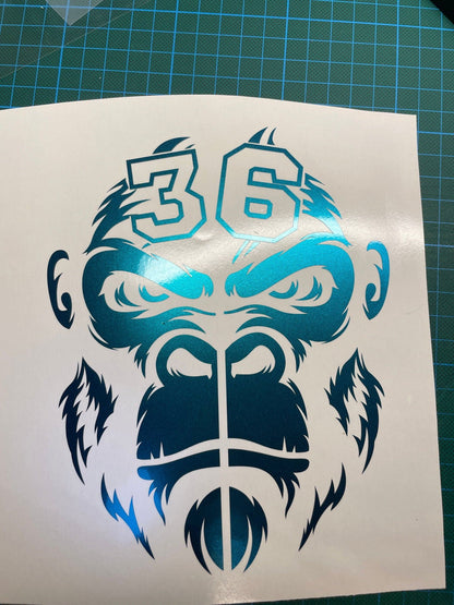 Sons of Battery - E-MTB Brand & Community Folien und Sticker HxB: 18 x 7 cm / Ultramarine King of the Jungle - Gorilla 🦍 - Federgabel Vinyl Aufkleber E-Bike-Community