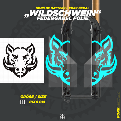 Sons of Battery - E-MTB Brand & Community Folien und Sticker HxB: 18 x 8 cm / Mint Wildschwein - Federgabel Vinyl Aufkleber E-Bike-Community