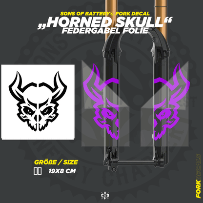 Sons of Battery - E-MTB Brand & Community Folien und Sticker HxB: 19 x 8 cm / Lila Horned Skull - Federgabel Vinyl Aufkleber E-Bike-Community