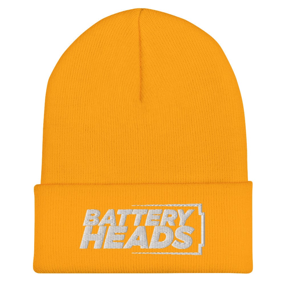 Sons of Battery® - E-MTB Brand & Community Gold Umgeschlagene Beanie - Battery Heads E-Bike-Community