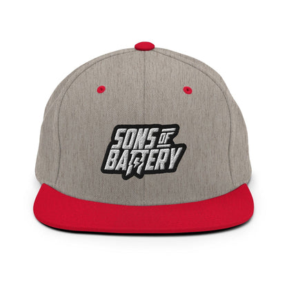 Sons of Battery® - E-MTB Brand & Community Heather Grau/ Rot BOLD Snapback E-Bike-Community