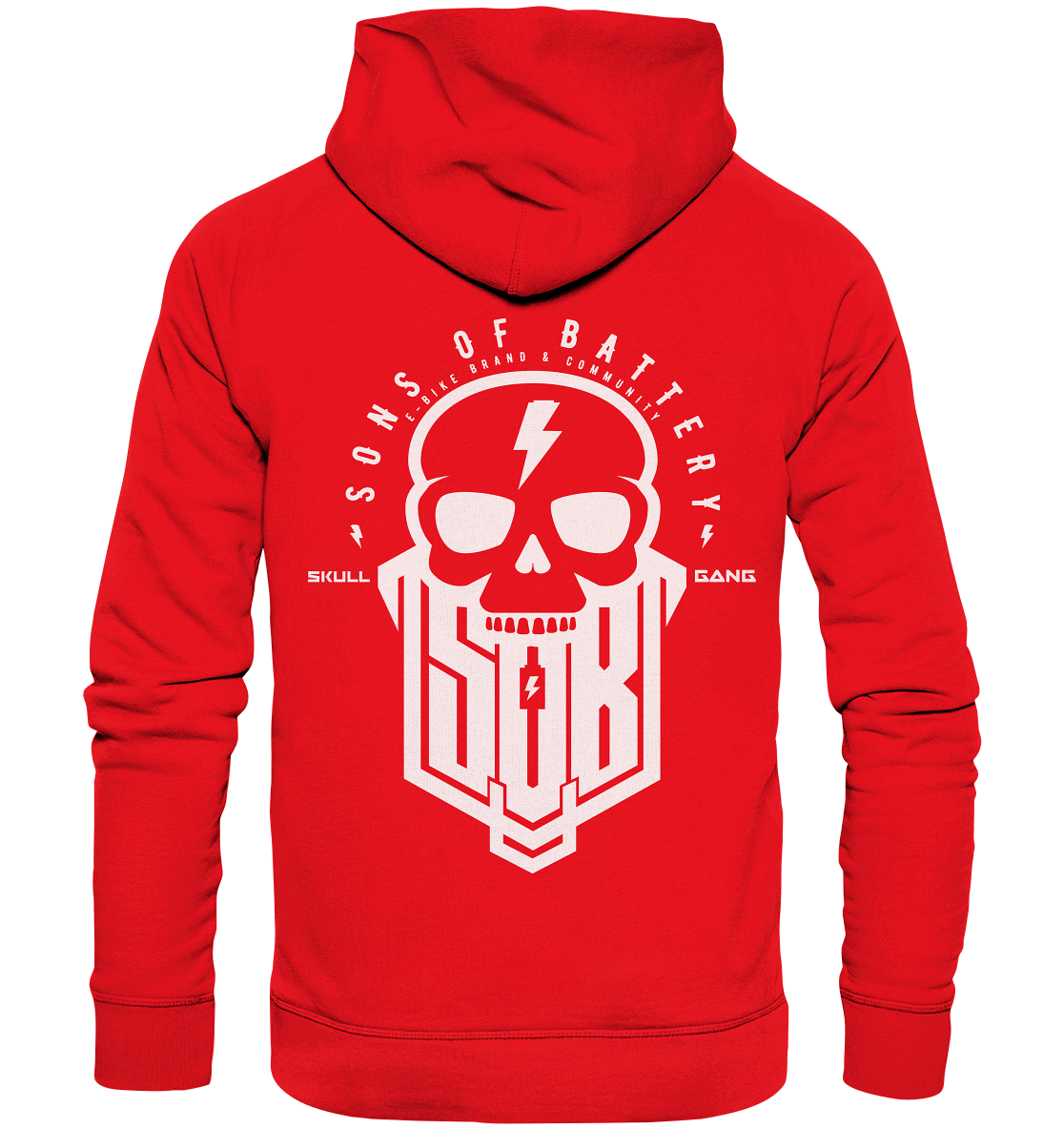 Sons of Battery® - E-MTB Brand & Community Hoodies Bright Red / XS SoB Skullgang White - Organic Hoodie E-Bike-Community