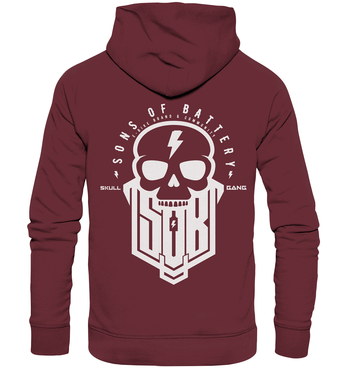 Sons of Battery® - E-MTB Brand & Community Hoodies Burgundy / XS SoB Skullgang White - Organic Hoodie E-Bike-Community