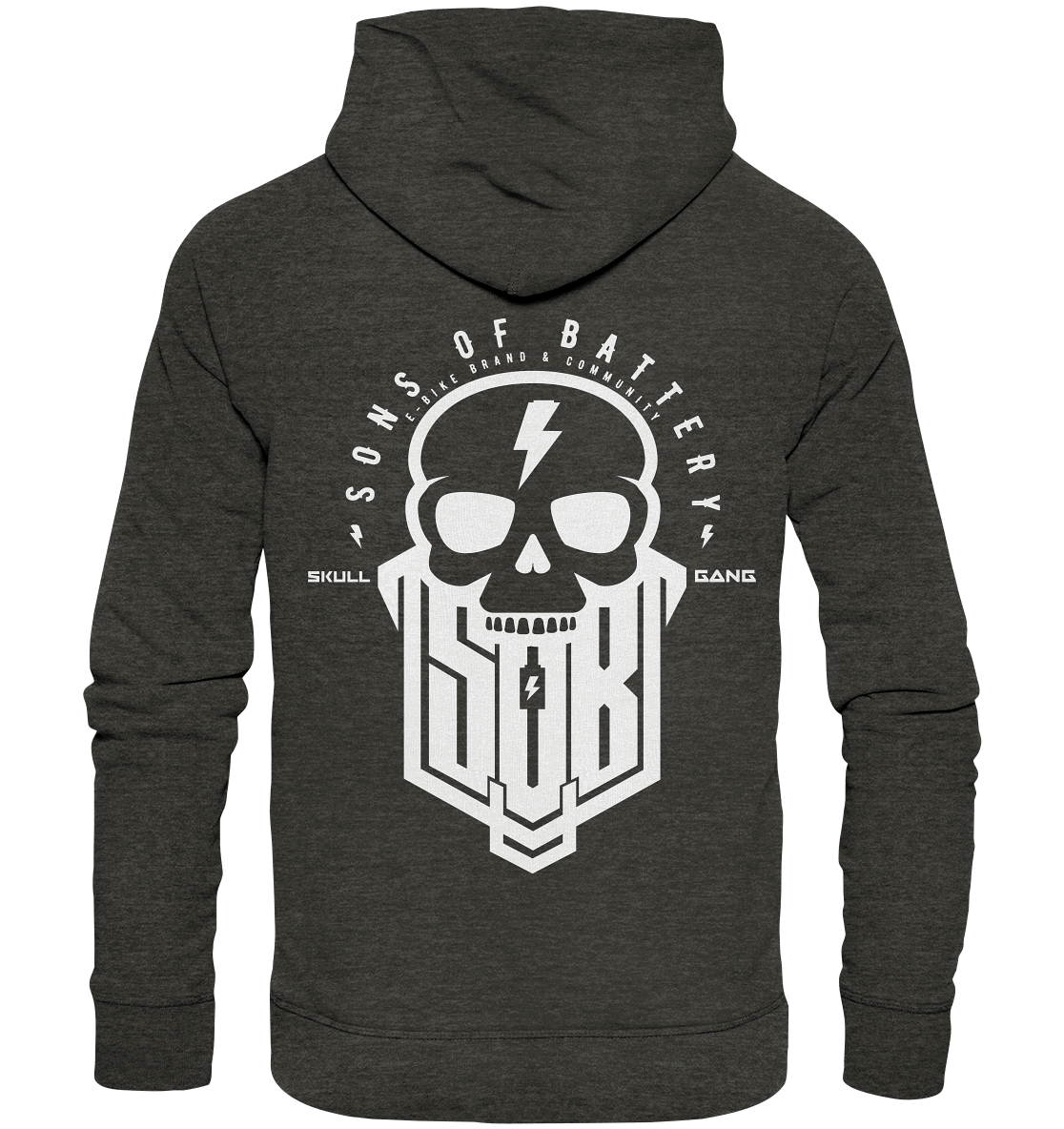 Sons of Battery® - E-MTB Brand & Community Hoodies Dark Heather Grey / XS SoB Skullgang White - Organic Hoodie E-Bike-Community