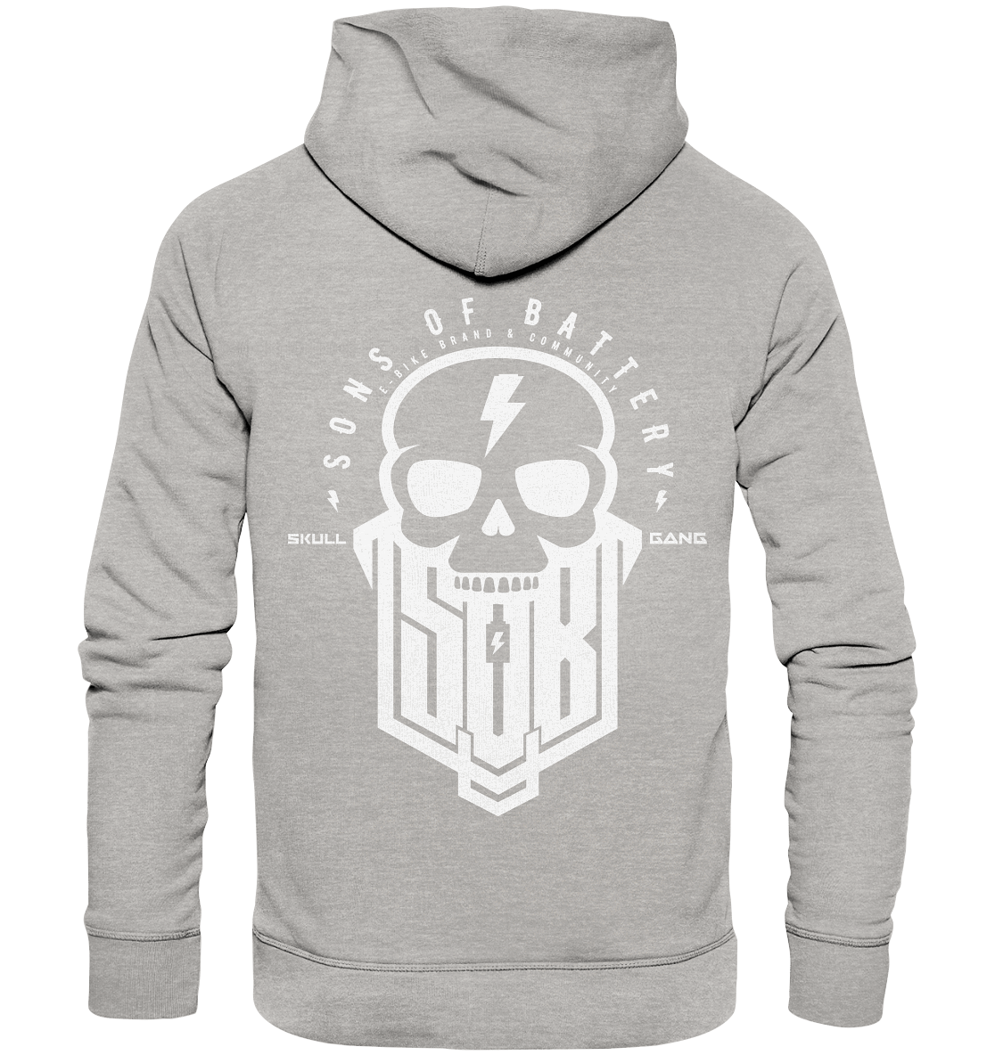 Sons of Battery® - E-MTB Brand & Community Hoodies Heather Grey / XS SoB Skullgang White - Organic Hoodie E-Bike-Community