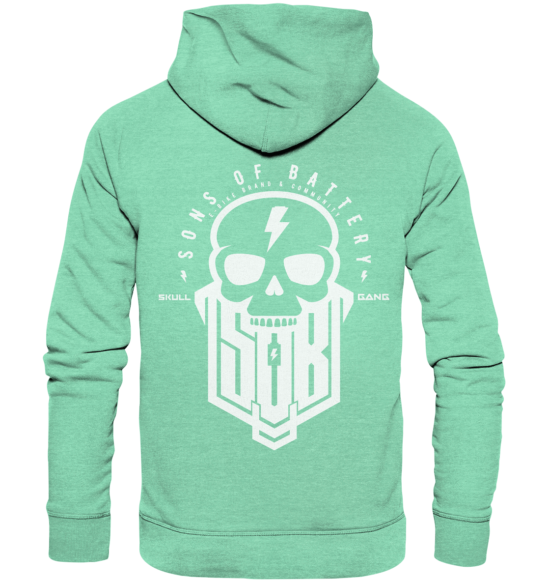 Sons of Battery® - E-MTB Brand & Community Hoodies Mid Heather Green / XS SoB Skullgang White - Organic Hoodie E-Bike-Community