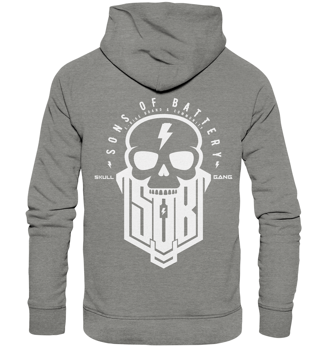 Sons of Battery® - E-MTB Brand & Community Hoodies Mid Heather Grey / XS SoB Skullgang White - Organic Hoodie E-Bike-Community